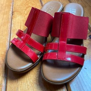 Red wedge sandals